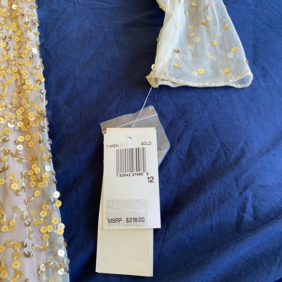 French Connection Emille Sparkle Short Gold Dress - Picture 4 of 8